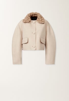 Fabiana Filippi Double wool short jacket, rope and wicker BEIGE CTD215F261L5110000