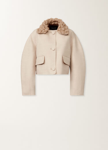 Fabiana Filippi Kurze Jacke aus Double-Wollgewebe, seilbraun und weidenfarben Beige CTD215F261L5110000