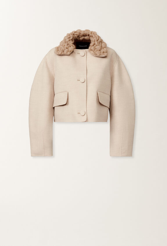 Fabiana Filippi Chaqueta corta de lana de doble cara, cuerda y mimbre BEIGE CTD215F261L5110000