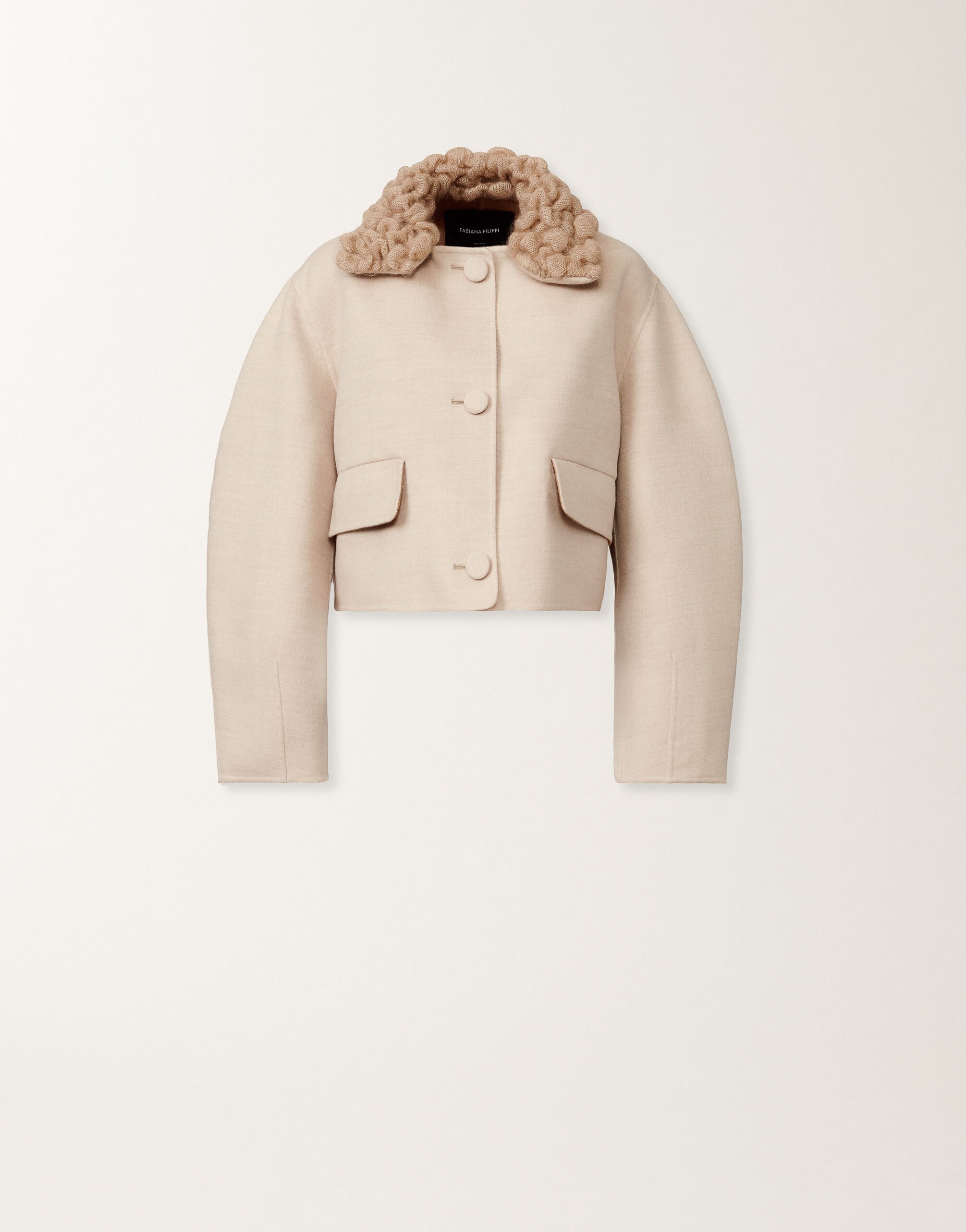 Fabiana Filippi Kurze Jacke aus Double-Wollgewebe, seilbraun und weidenfarben Beige CTD215F261L5110000