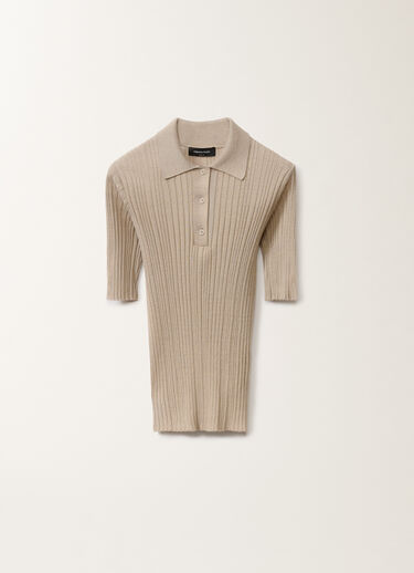 Fabiana Filippi Linen ribbed polo, greige GREIGE MAD275F507D8560000