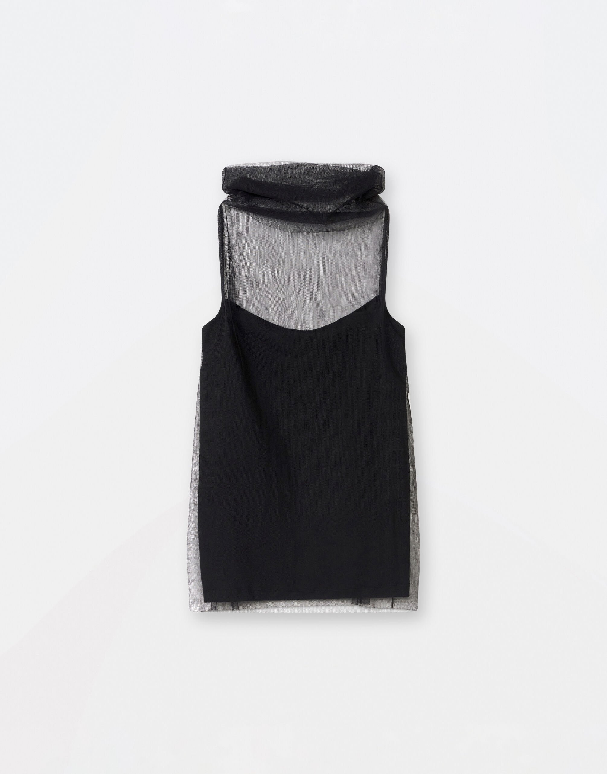 Fabiana Filippi RIBBED JERSEY TANK TOP WITH TULLE TOP BLACK TPD264F218I9120000