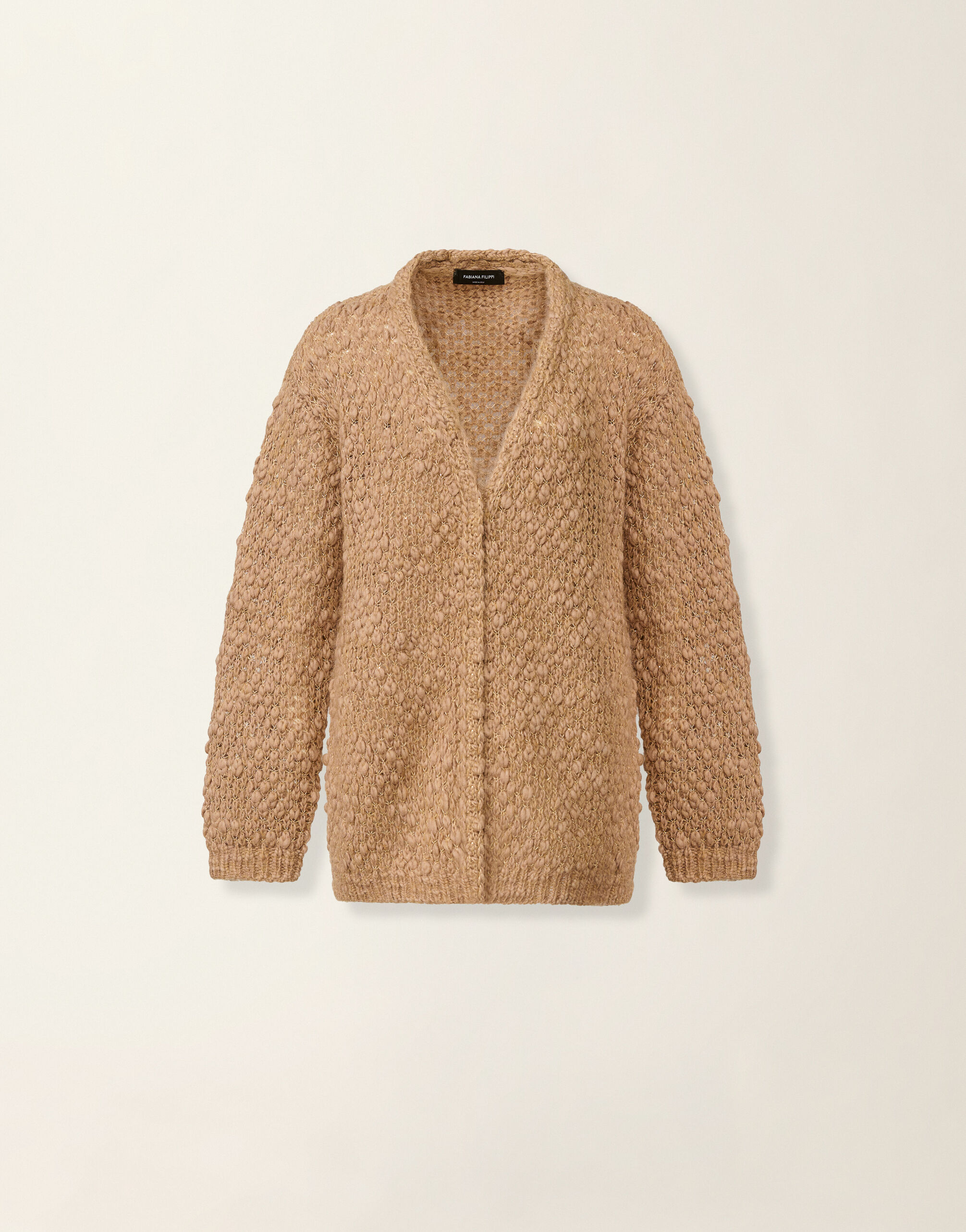 Fabiana Filippi Bouclé and micro-sequin cardigan, rattan Rattan MAD226F481M3690000