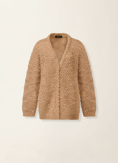 Fabiana Filippi Bouclé and micro-sequin cardigan, rattan Rattan MAD226F481M3690000