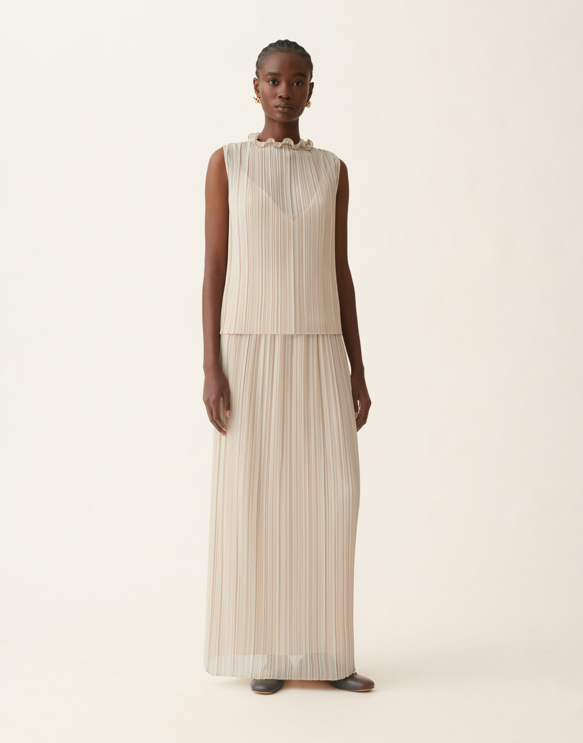 Fabiana Filippi Top plissé, beige Beige TPD216F250M3510000