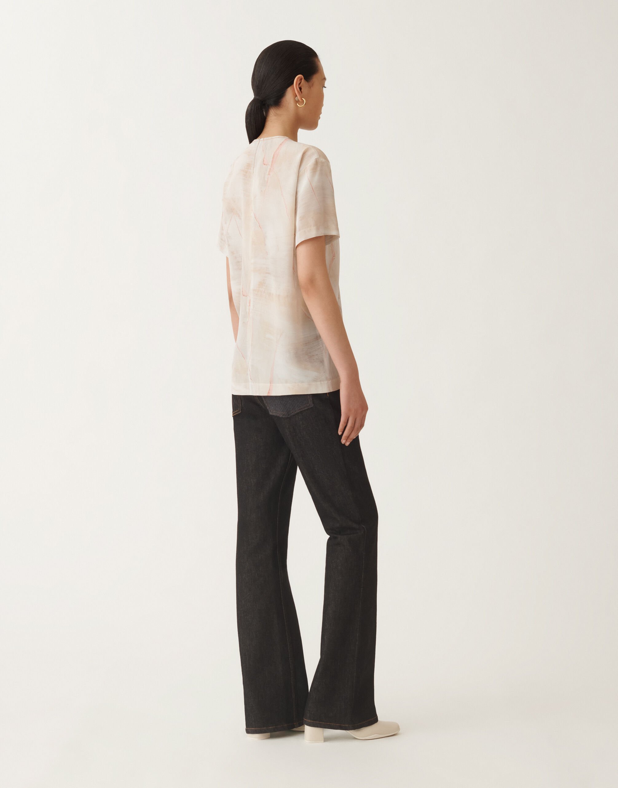 Fabiana Filippi Haut en crêpe de Chine imprimé, beurre, érable et pivoine BEIGE TPD215F304L5290000