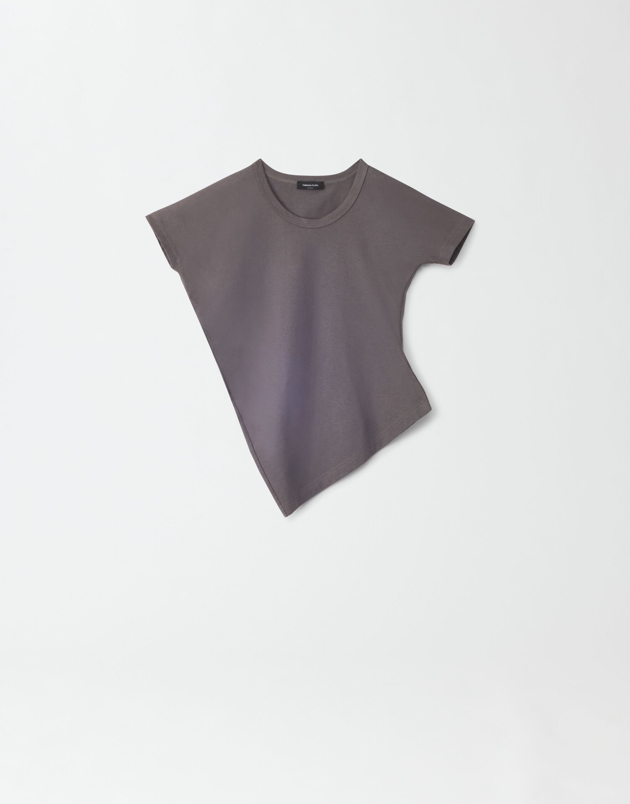 Fabiana Filippi T-shirt asimmetrica in jersey, grigio scuro TPD264F218I9120000