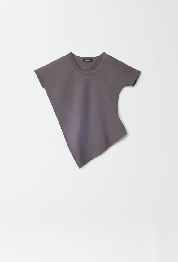 Fabiana Filippi Asymmetrisches T-Shirt aus Jersey, Dunkelgrau GRAU JED274F451D6350000