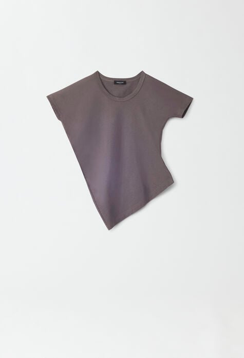 Fabiana Filippi T-shirt asimmetrica in jersey, grigio scuro JED274F445H4450000