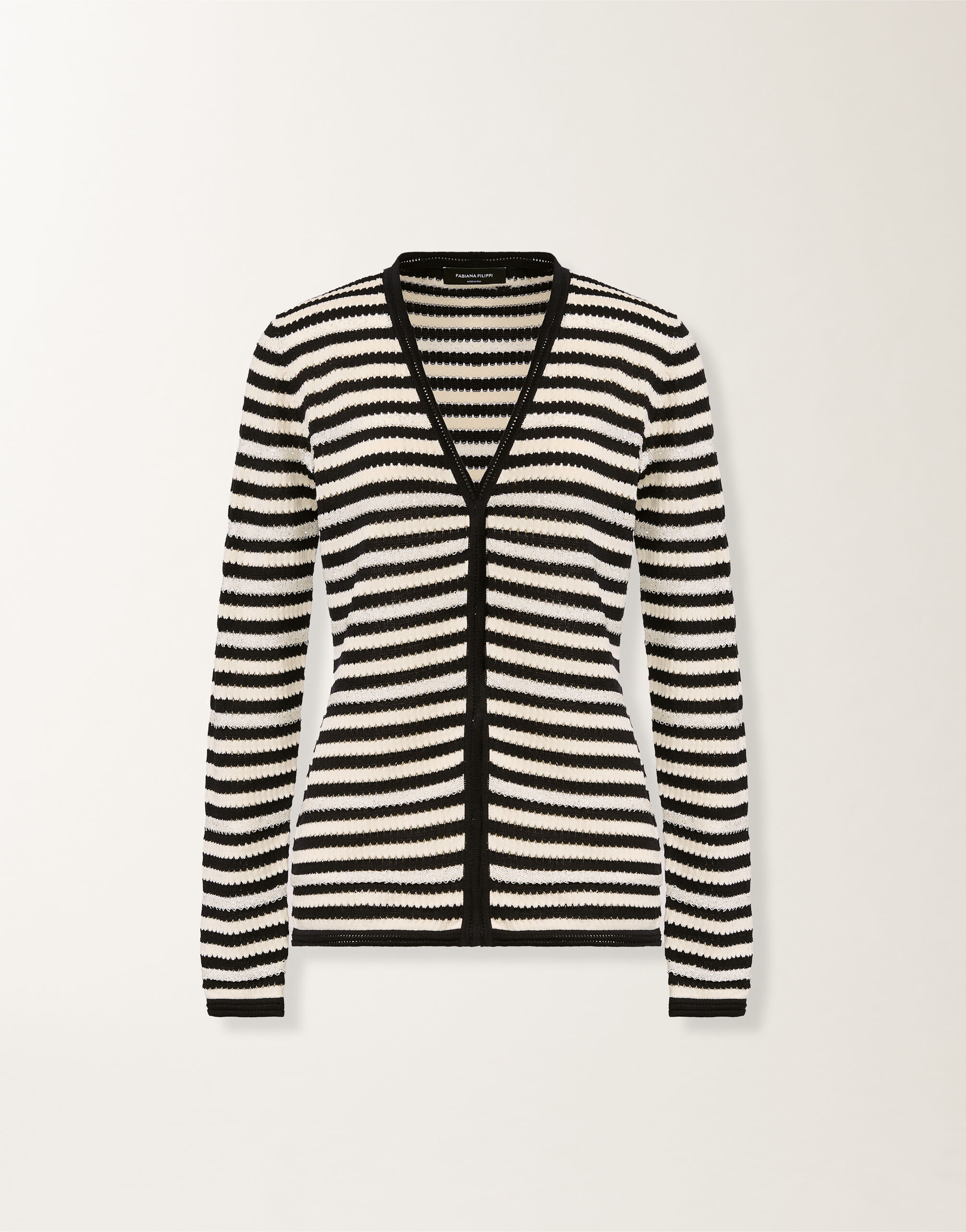 Fabiana Filippi Cardigan en coton biologique avec micro paillettes, beurre et bleu BLEU MINUIT MAD276F471M1660000