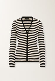 Fabiana Filippi Cardigan en coton biologique avec micro paillettes, beurre et bleu BLEU MINUIT MAD276F471M1660000