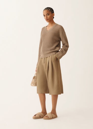 Pull en coton biologique avec viscose lumineuse, taupe Fabiana Filippi Pull en coton biologique avec viscose lumineuse, taupe BOUE MAD276F481M1560000