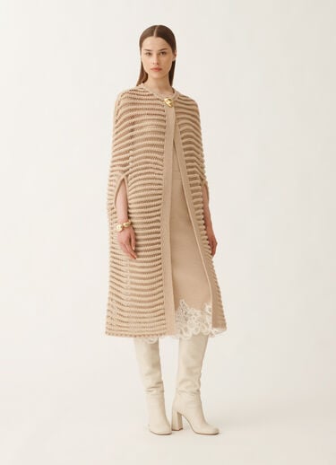 Fabiana Filippi Cape longue en laine de chameau, albinos et lurex doré BRUN MAD215F095L5200000
