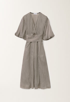 Fabiana Filippi Ribbed weave viscose dress, butter white WHITE/BLACK ABDC02F123H5530000