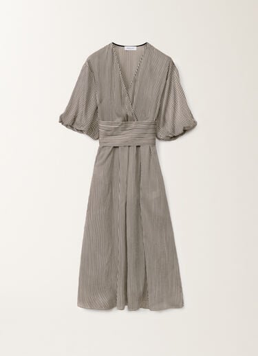 Fabiana Filippi Robe en viscose rayée armurée, blanc beurre BLANC / NOIR ABDC02F123H5530000