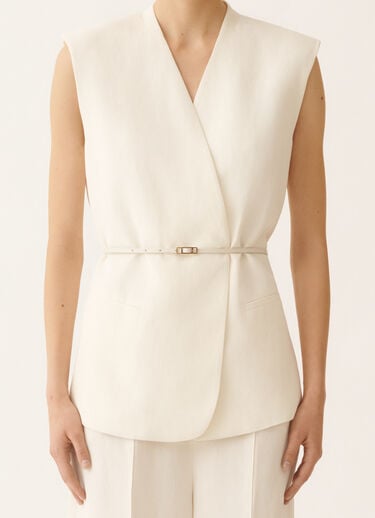 Fließende Weste aus Leinen und Viskose, Butterfarbe Fabiana Filippi Fließende Weste aus Leinen und Viskose, Butterfarbe BUTTER GCD276F660D5440000