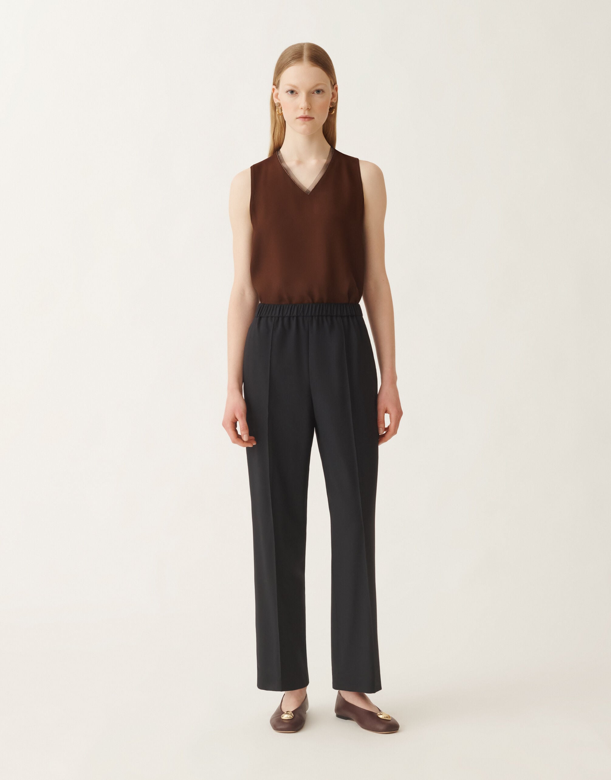 Gubbio cool wool trousers, midnight blue for Women | Fabiana Filippi®