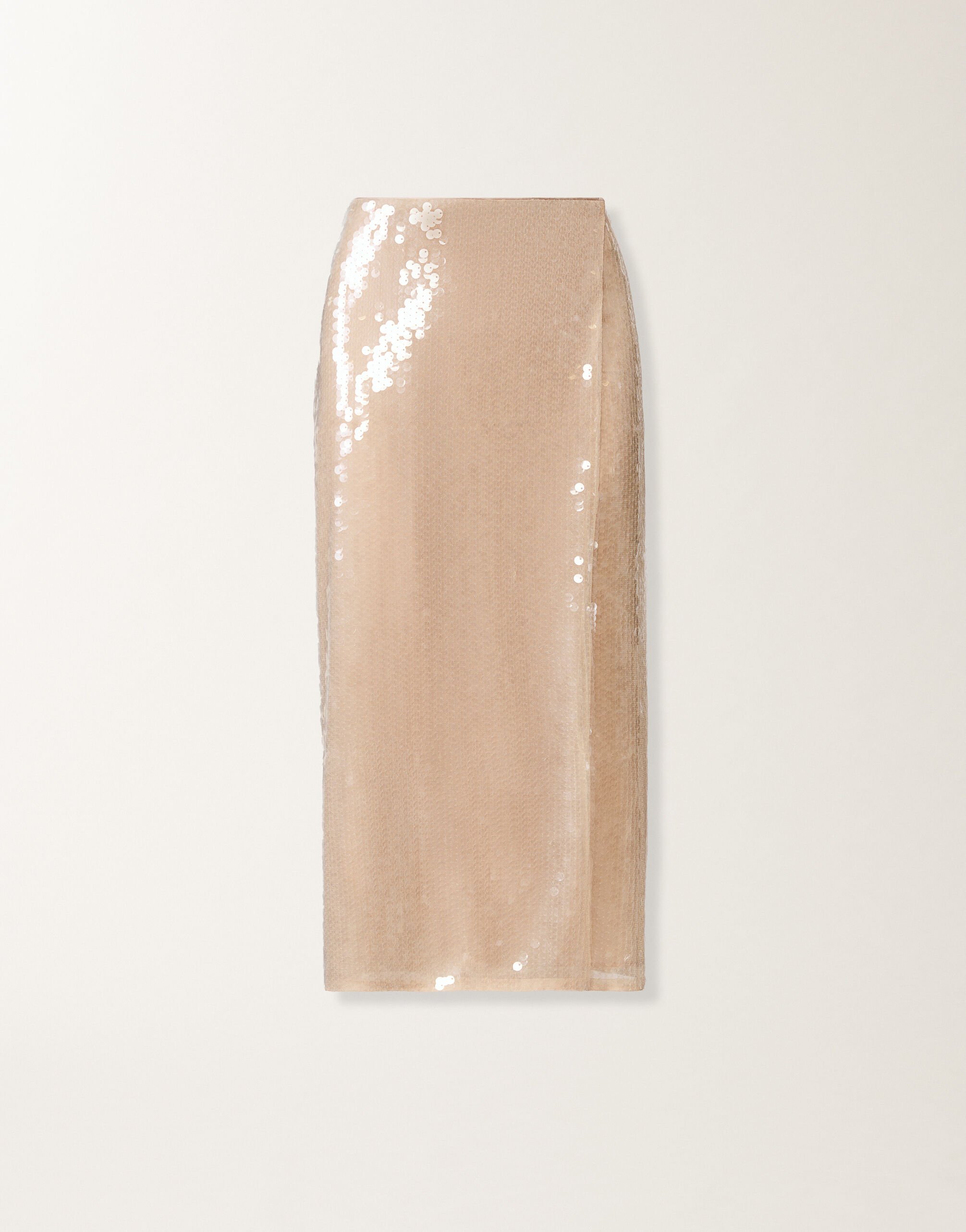 Fabiana Filippi Pencil skirt with water-effect sequins, nude Beige GND266F414L7930000