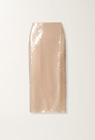 Fabiana Filippi Pencil skirt with water-effect sequins, nude Beige GND266F414L7930000