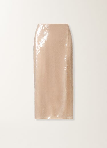 Fabiana Filippi Pencil skirt with water-effect sequins, nude Beige GND266F414L7930000