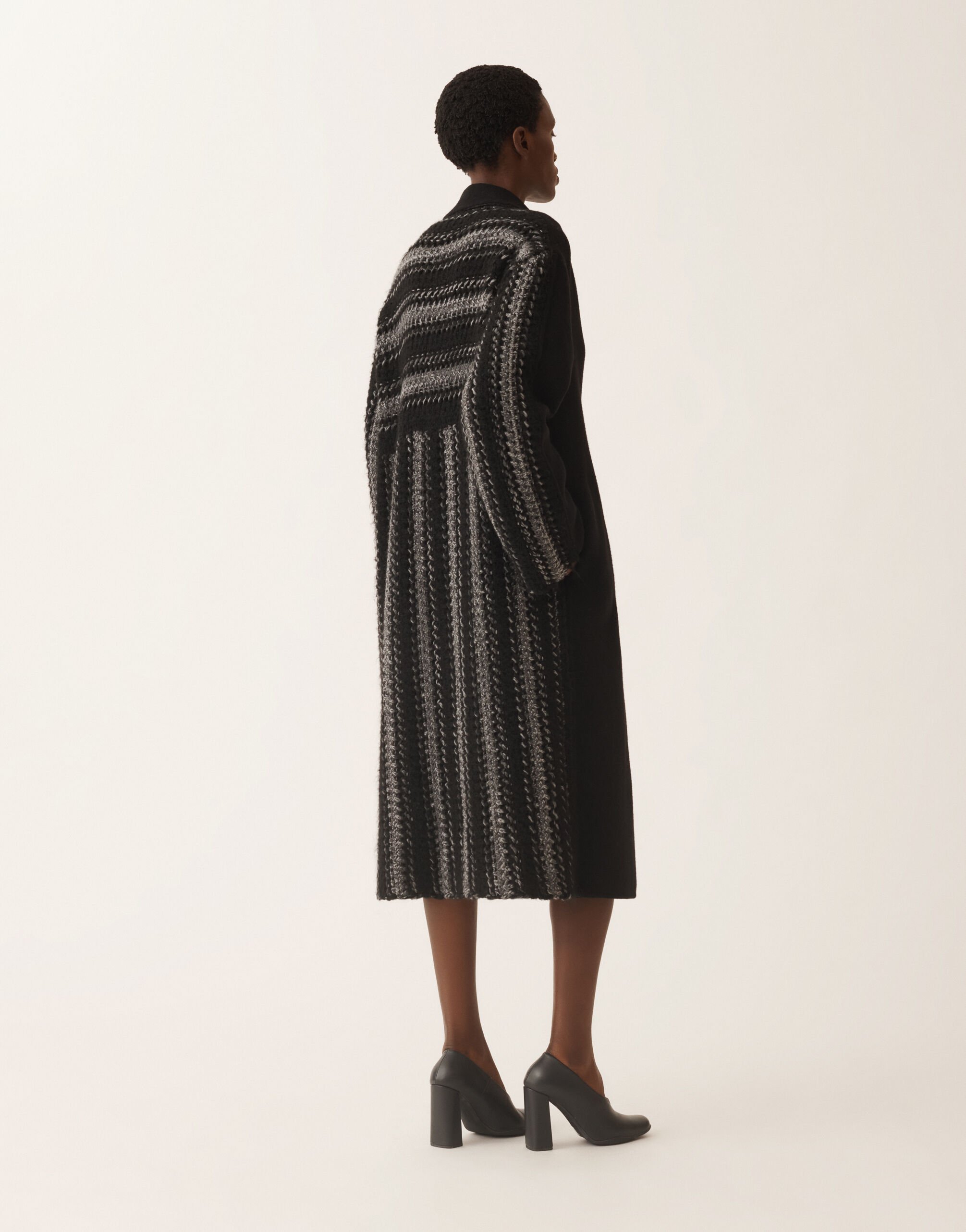 Double-faced soft wool and cashmere coat, black for Women