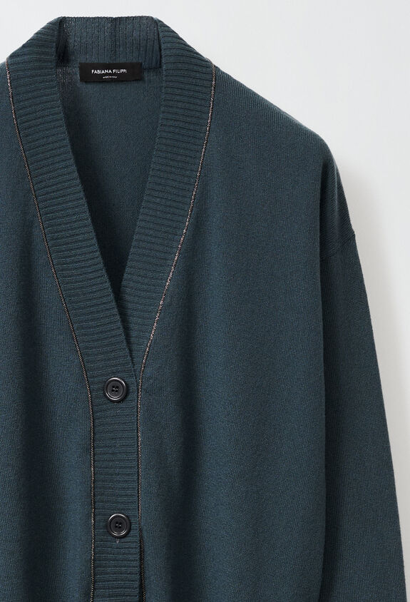 Fabiana Filippi Boxy cashmere cardigan, petroleum GREEN MAD224F024SK160000