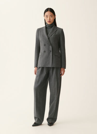 Fabiana Filippi Double-breasted pinstriped flannel jacket, charcoal Charcoal GCD226F177M4130000