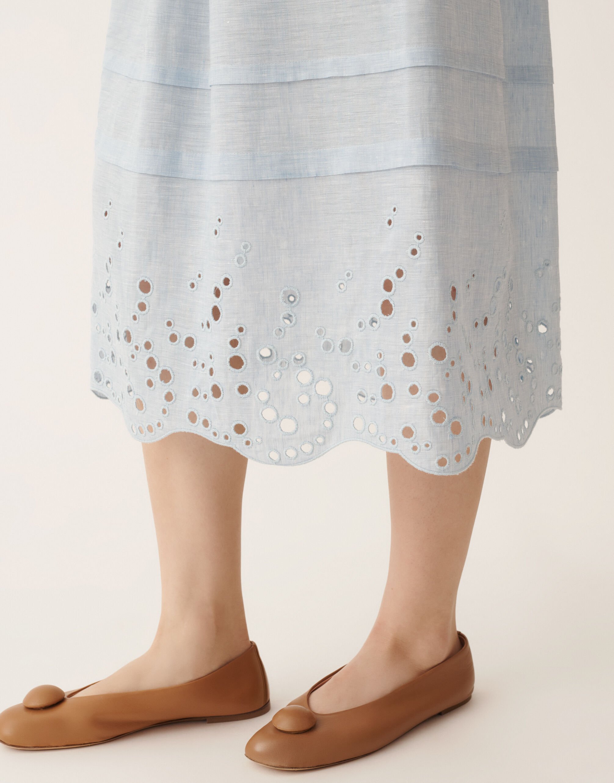 Fabiana Filippi Gonna midi in tela di lino, azzurro cielo AZZURRO CIELO GND276F848M1780000