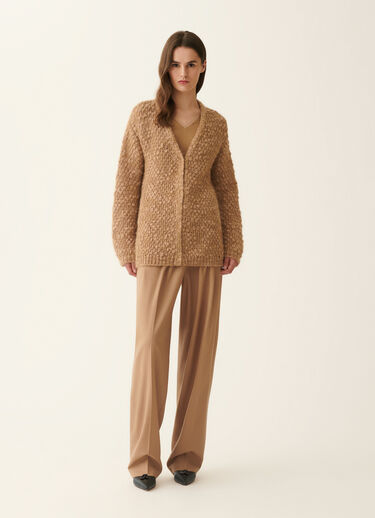 Fabiana Filippi Bouclé and micro-sequin cardigan, rattan Rattan MAD226F481M3690000