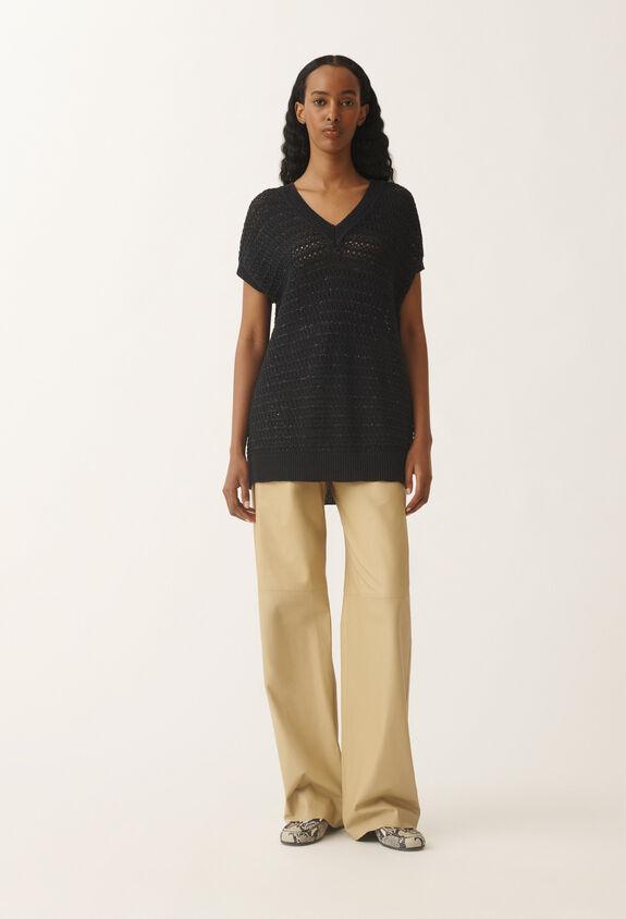 Fabiana Filippi Cotton sweater with sequins, midnight blue BLUE MAD275F572L3530000