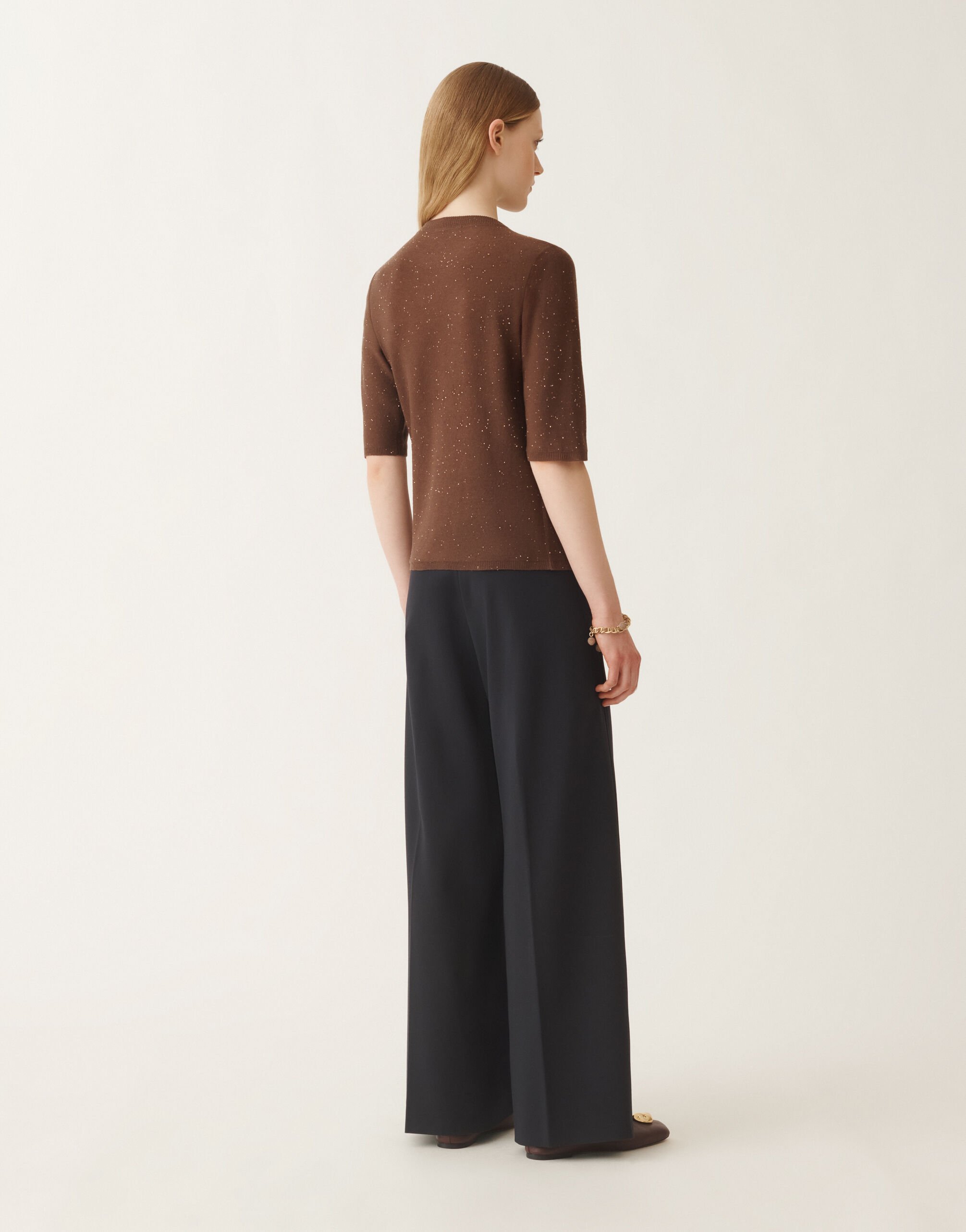 Fabiana Filippi Wool sweater with sequins, ebony BROWN MAD215F088L5570000