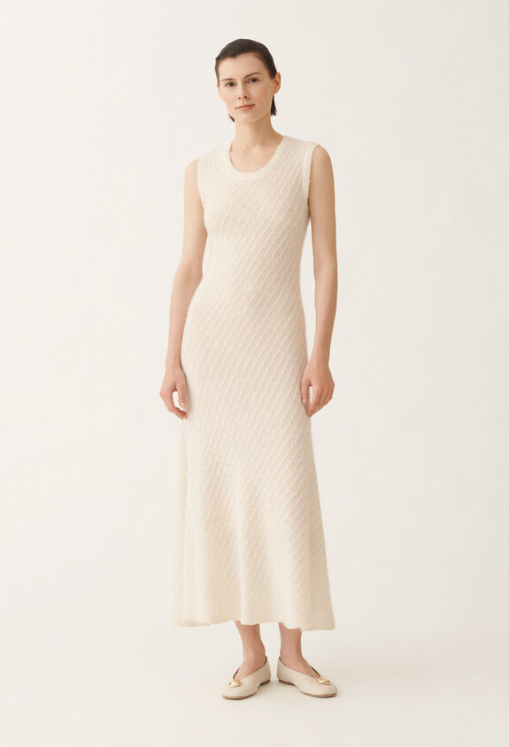 Fabiana Filippi Wool and silk dress with sequins, white WHITE ABD215F153D2960000