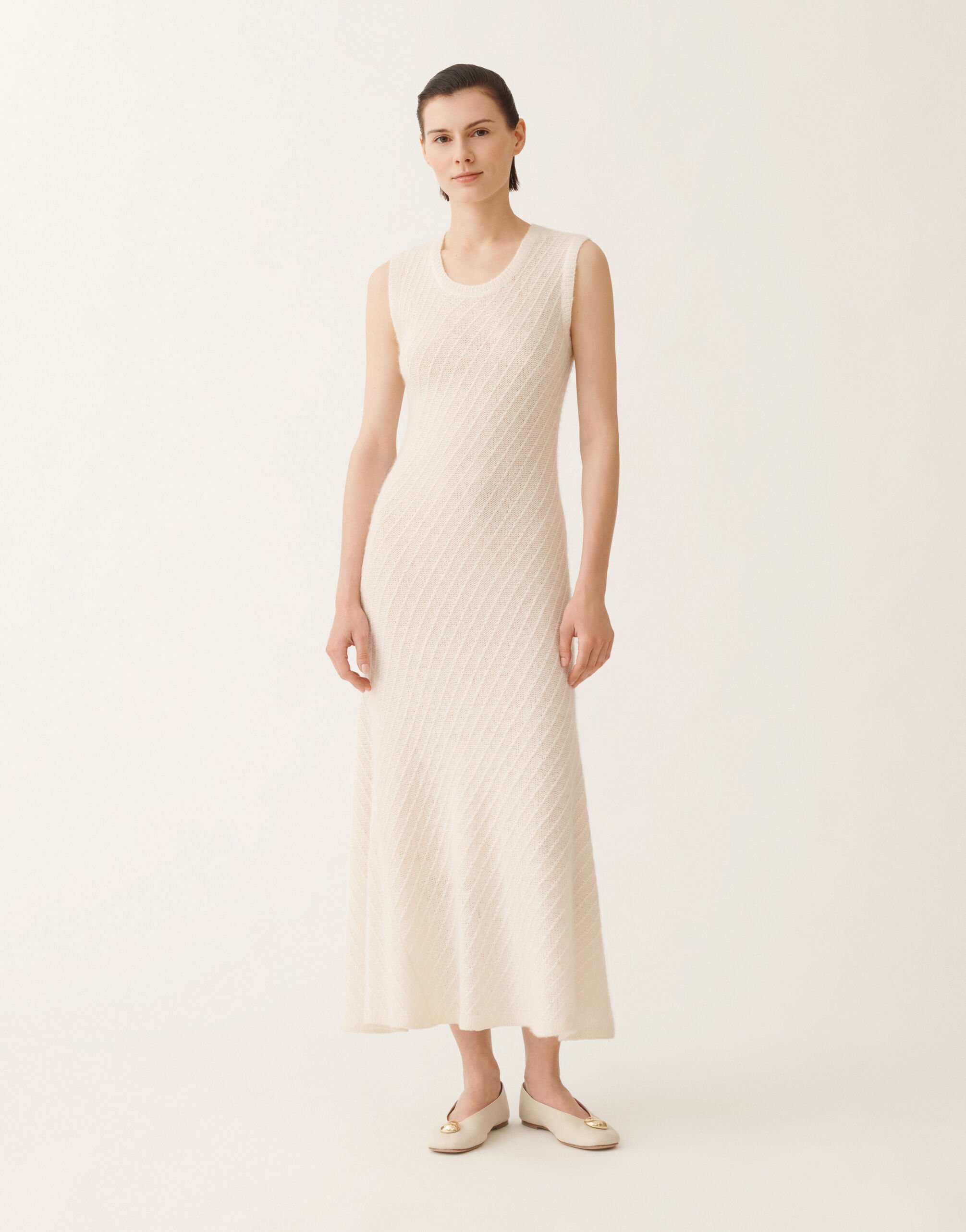 Fabiana Filippi Abito in lana e seta con paillettes, bianco BIANCO ABD215F153D2960000