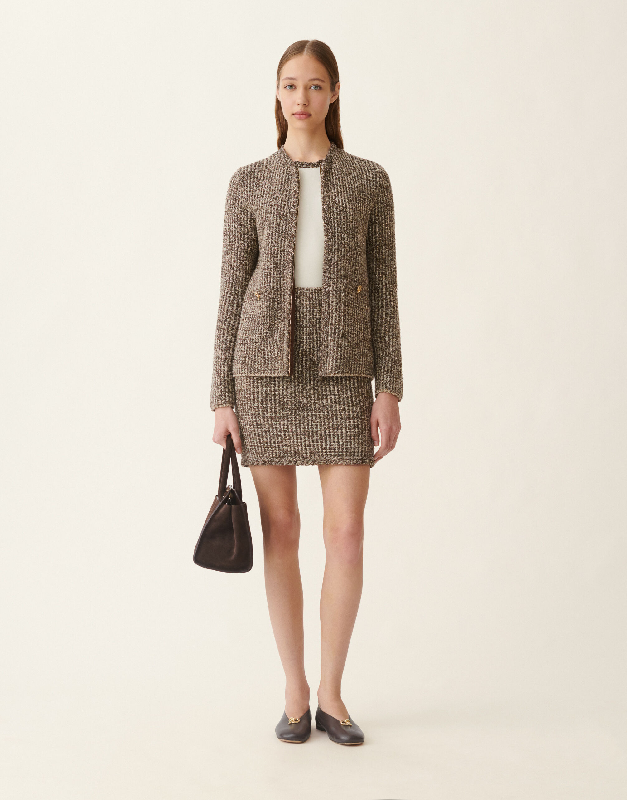 Fabiana Filippi Minijupe en tweed, ébène ébène GND216F325M2570000