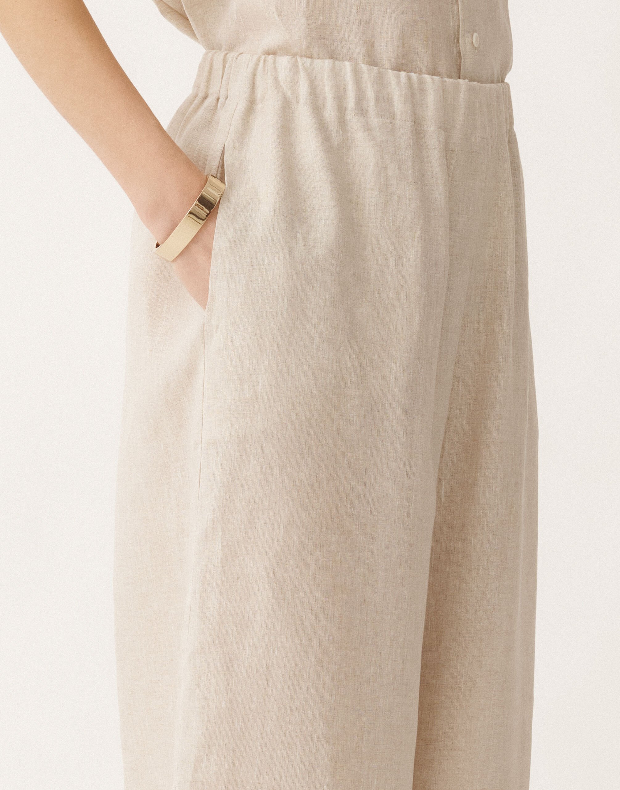 Fabiana Filippi Trevi linen canvas trousers, greige GREIGE PAD275F310D8350000