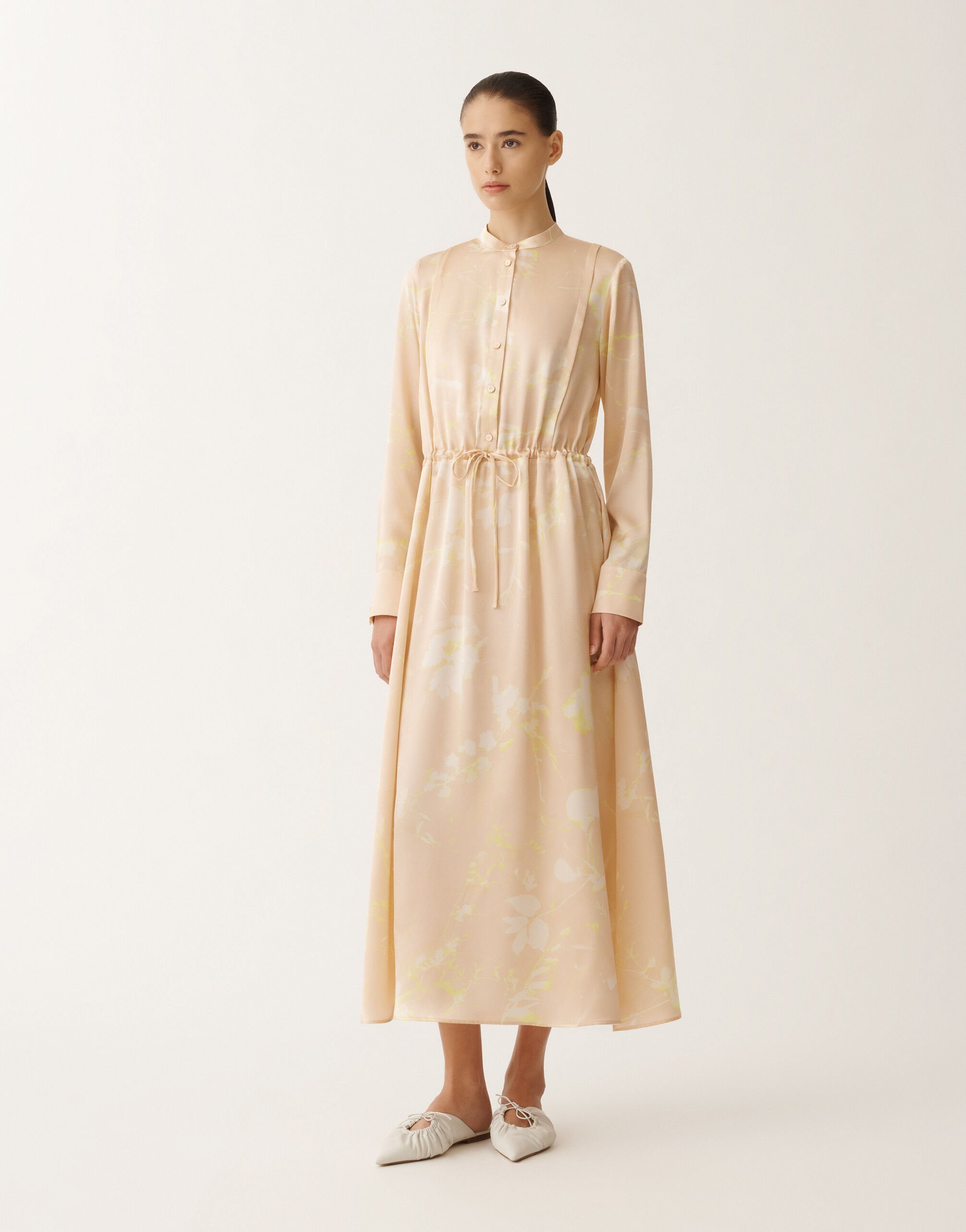 Fabiana Filippi Blusenkleid mit Print Tilia aus Seide, puderrosa ROSA ABD265F206D8270000