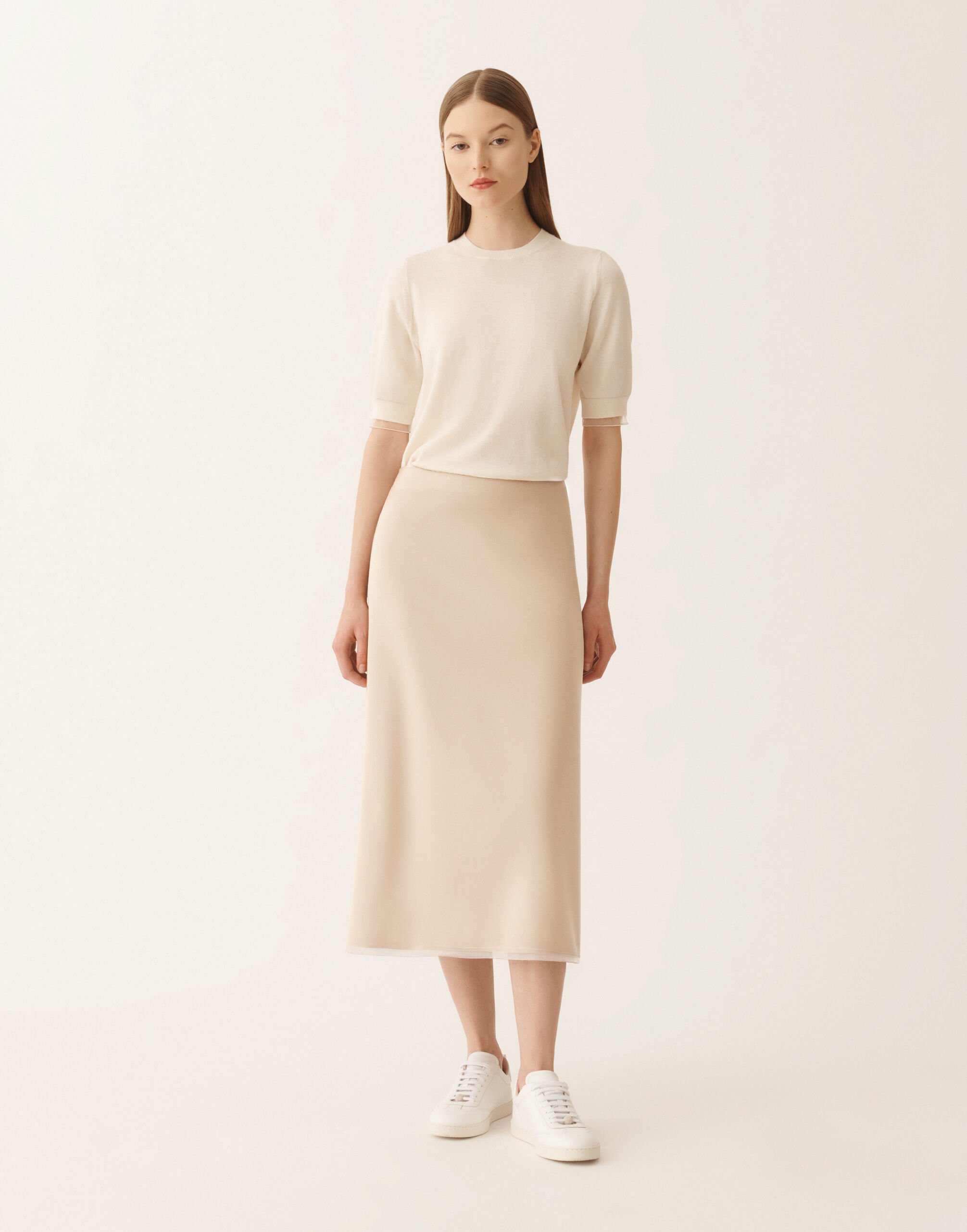 Fabiana Filippi Midi-Rock in Techno-Tailoring, Nude Nude GND266F406L7810000