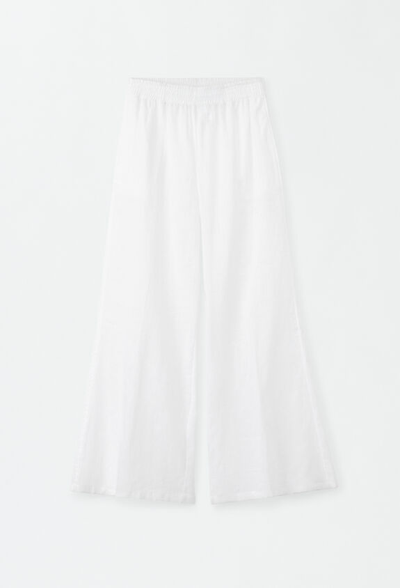 Fabiana Filippi LINEN CLOTH WIDE LEG TROUSERS WITH ELASTIC WAISTBAND OPTICAL WHITE PAD274F284D6610000