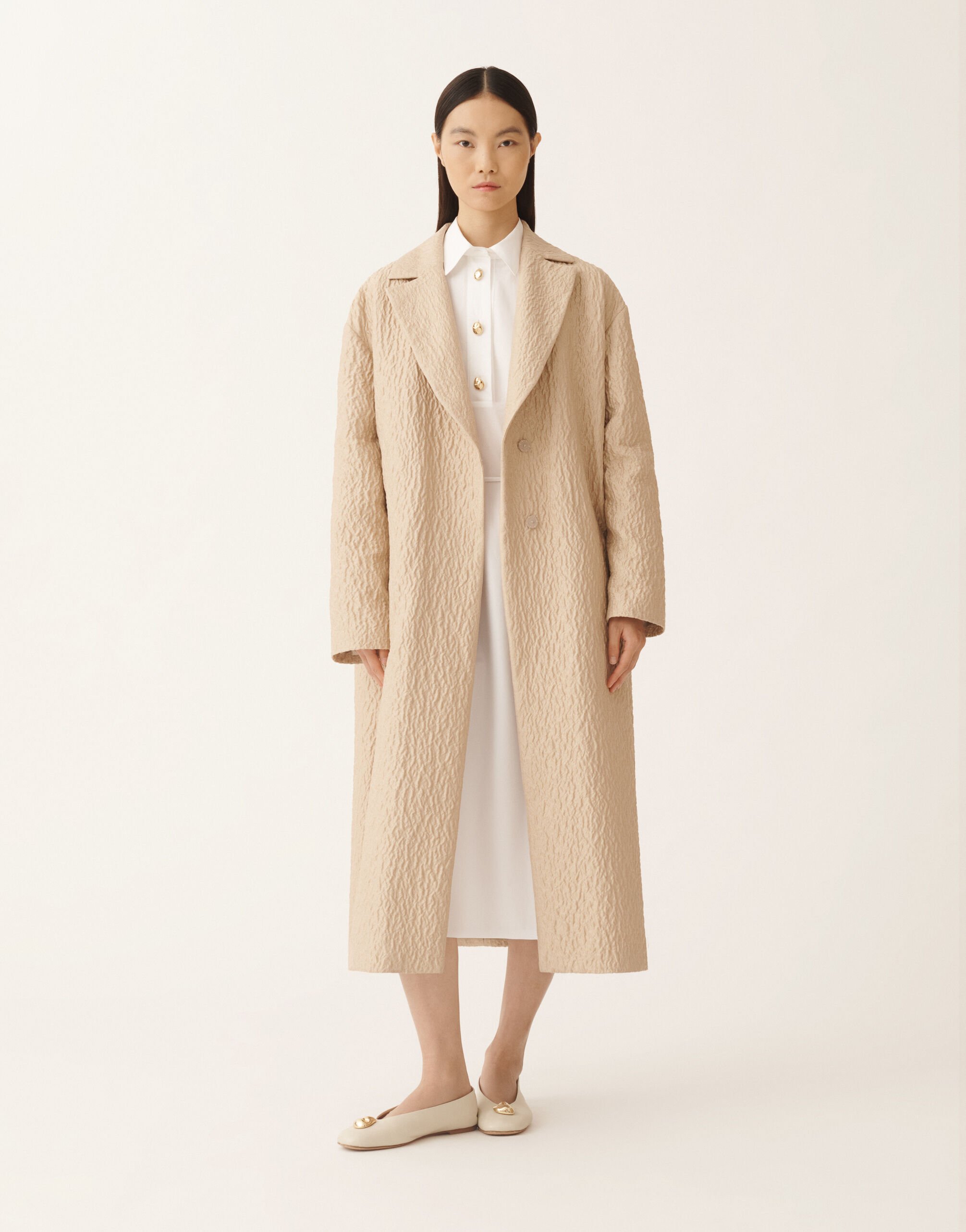 Fabiana Filippi Embossed jacquard coat, cord Beige CTD225F715D9270000