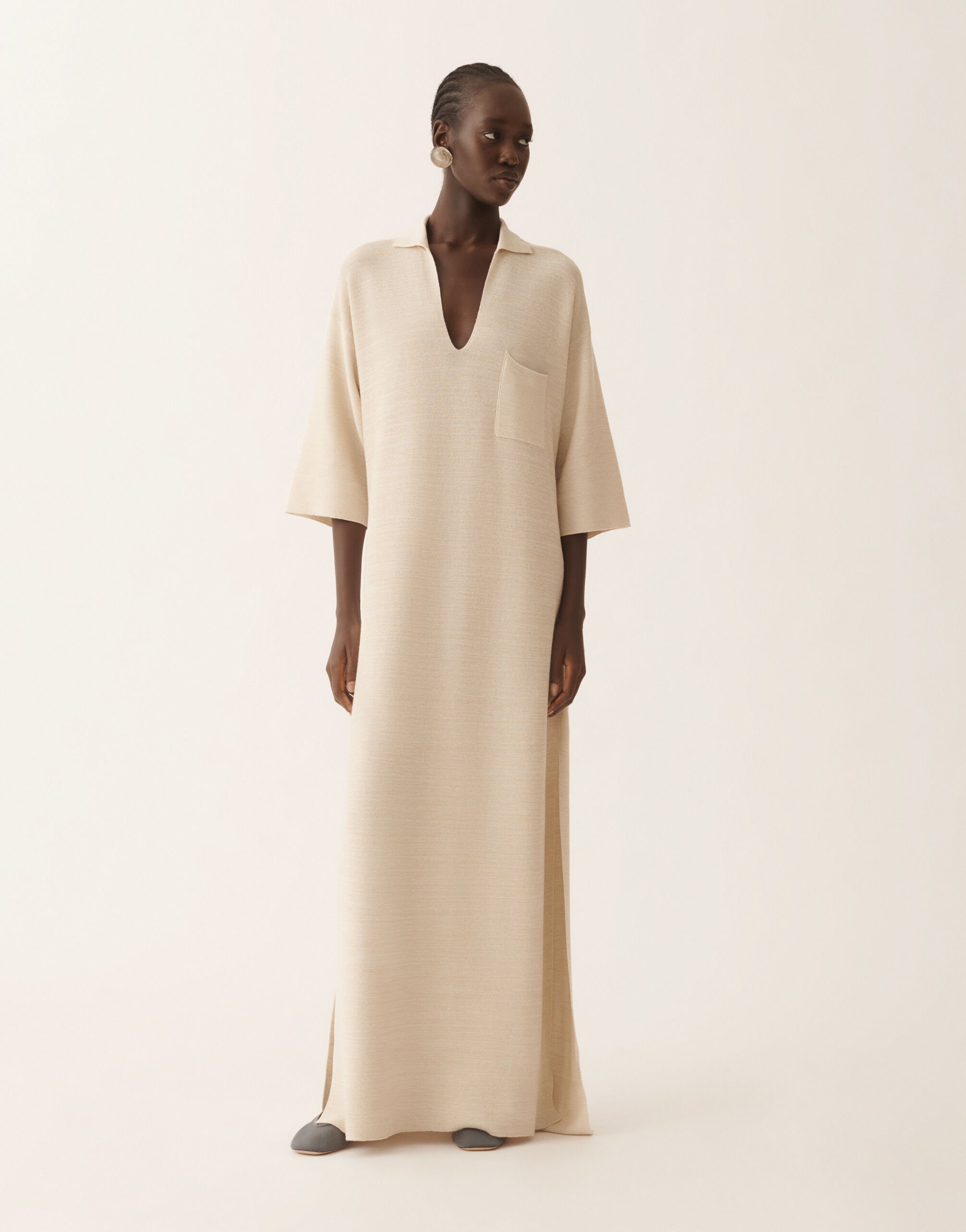 Fabiana Filippi Polo dress in wool, cotton, and lurex, butter Butter ABD266F159L7660000