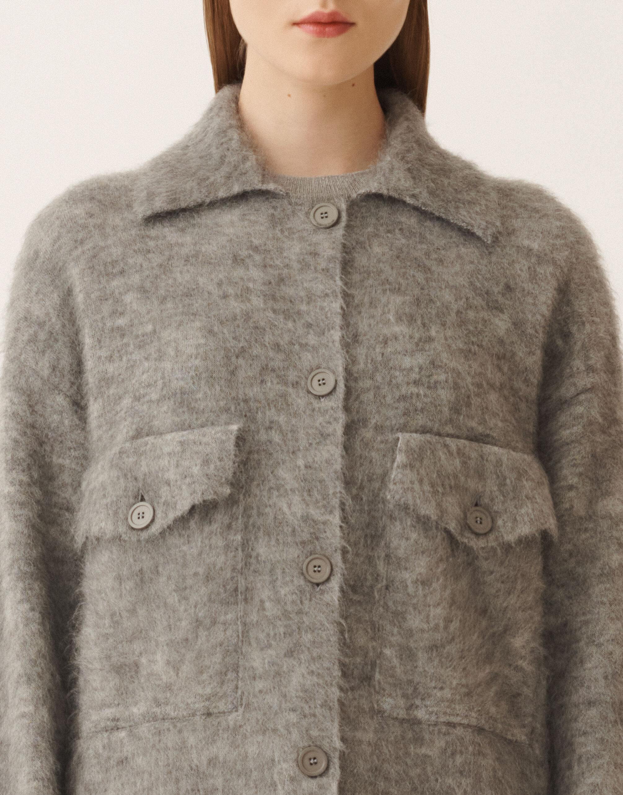 Fabiana Filippi Shirt in brushed merino and mohair, rock Grey MAD225F543L6200000