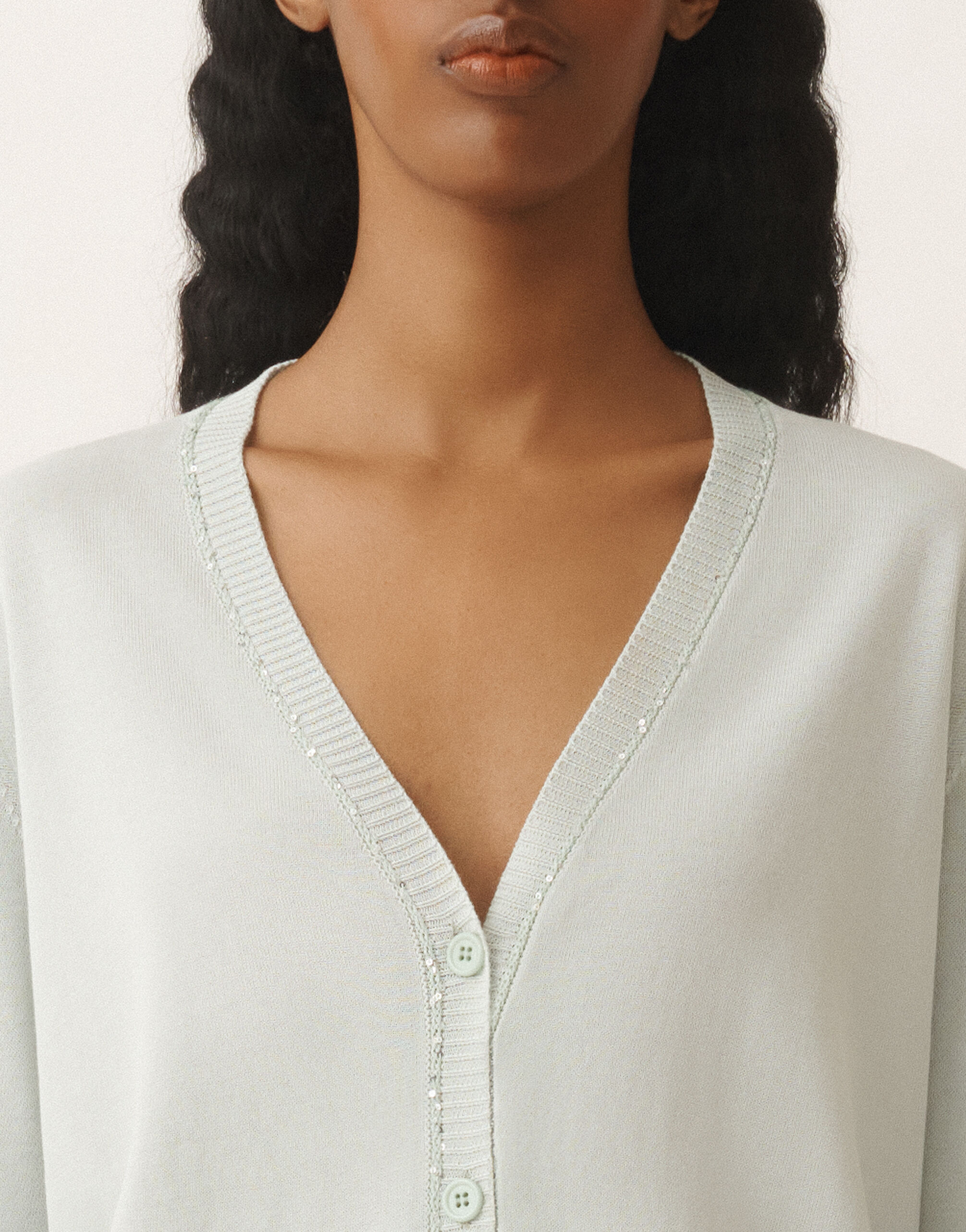 FABIANA FILIPPI 売れ筋商品|||ファビアナ フィリッピ ニット&セーター アウター レディース Cardigans Green Organic cotton and lurex cardigan, aqua green for Women