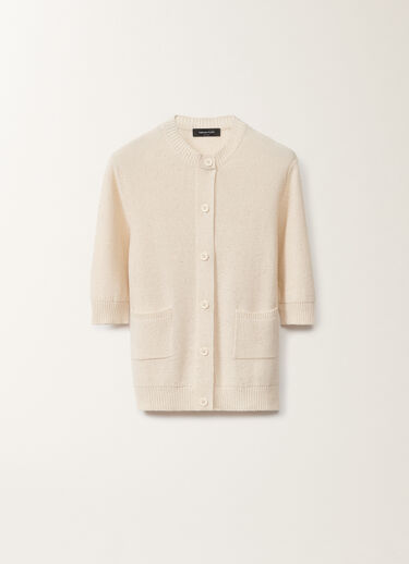 Fabiana Filippi Cotton and linen cardigan with sequins, vanilla WHITE MAD265F127D2730000