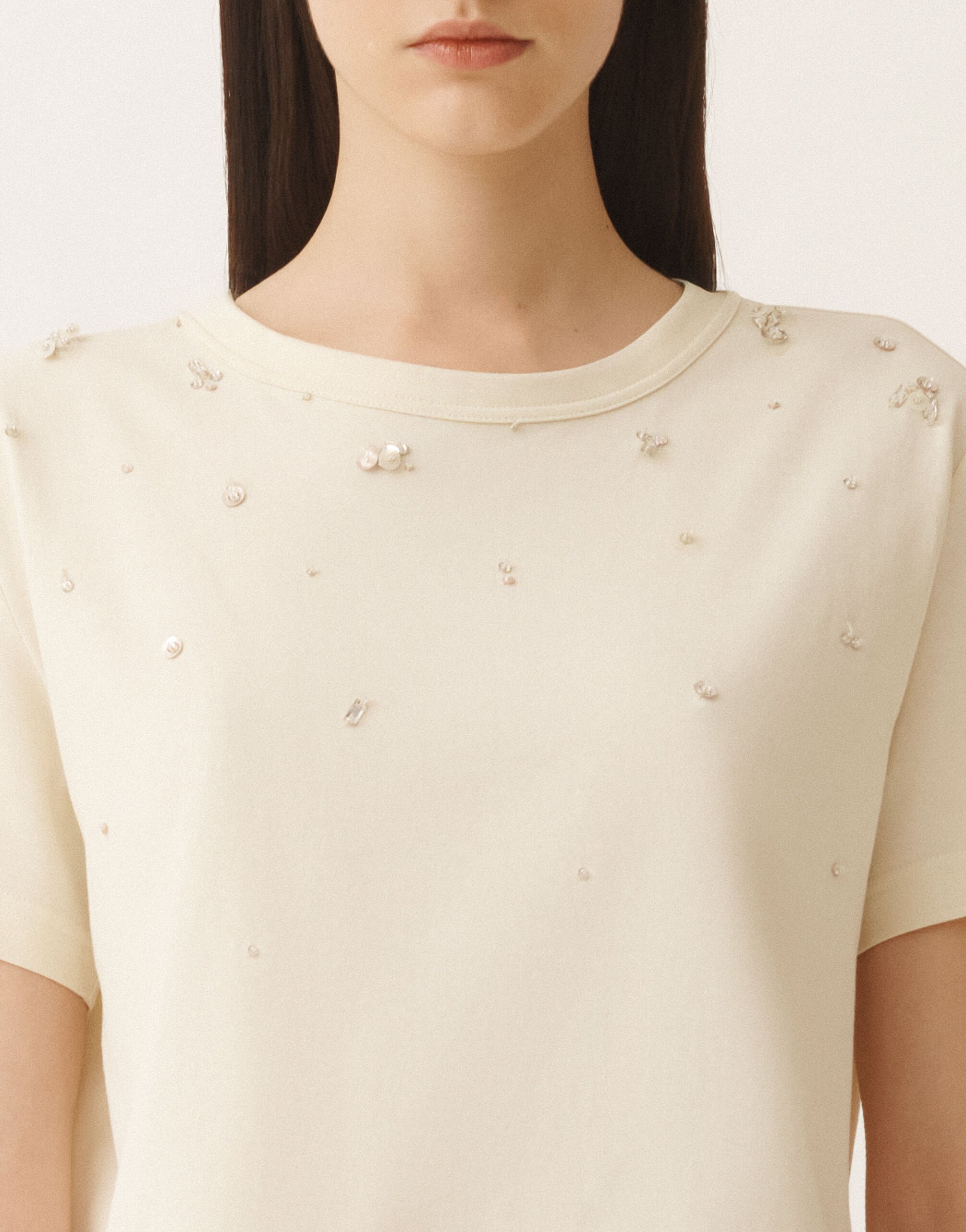 Fabiana Filippi Jersey T-shirt, vanilla VANILLA JED275F278L3670000