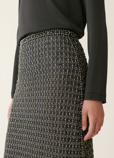 Moonlight embroidered tulle midi pencil skirt, charcoal Fabiana Filippi Moonlight embroidered tulle midi pencil skirt, charcoal Charcoal GND226F795M4400000