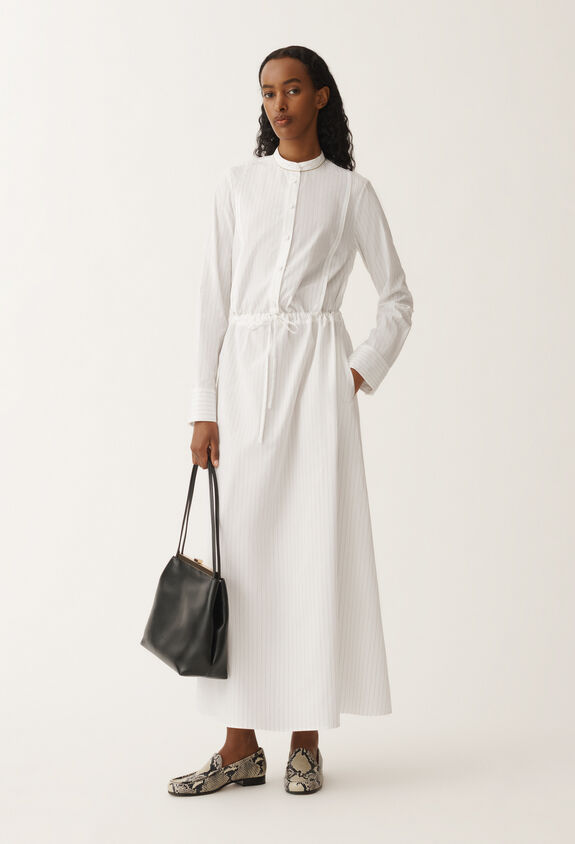 Fabiana Filippi Striped poplin shirt dress, optical white and aloe WHITE ABD265F206L2340000