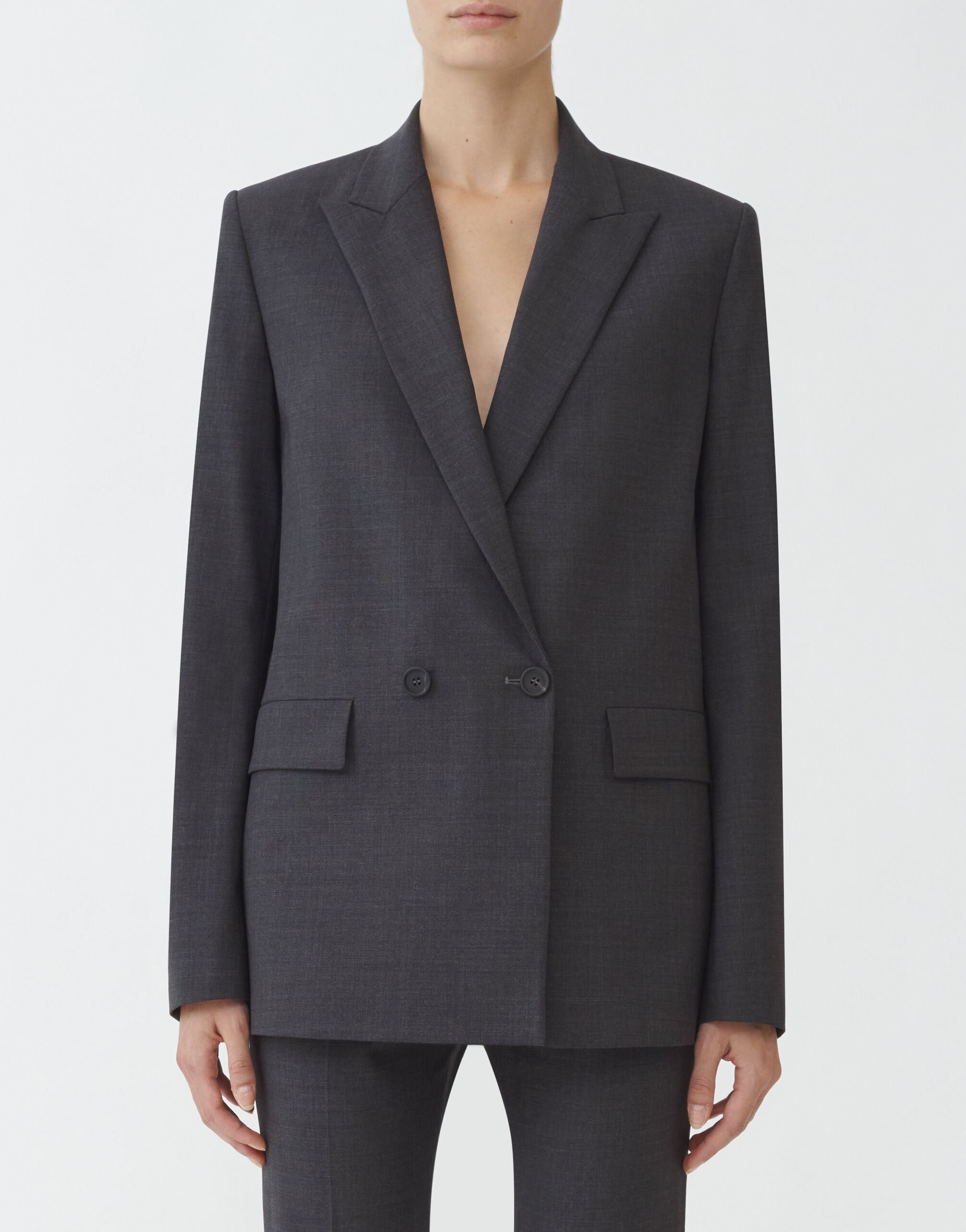 Fabiana Filippi Cool wool double-breasted jacket, charcoal CHARCOAL GCD264F162D6200000