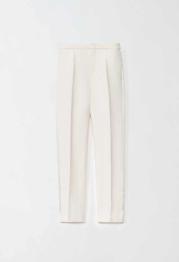 Fabiana Filippi WOOL SILK CREPE REGULAR FIT TROUSERS WITH TUXEDO SIDE BANDS WHITE PAD214F326I9140000