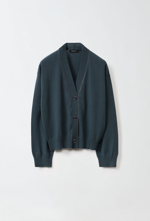 Fabiana Filippi Boxy cashmere cardigan, petroleum GREEN MAD224F024SK160000