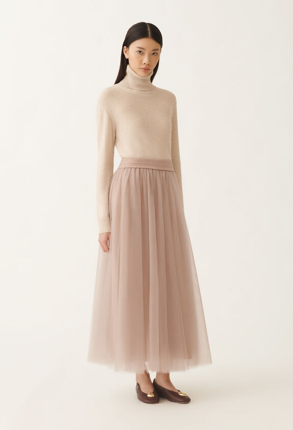 Fabiana Filippi Tulle midi skirt, smoke pink PINK GND215F367L5390000